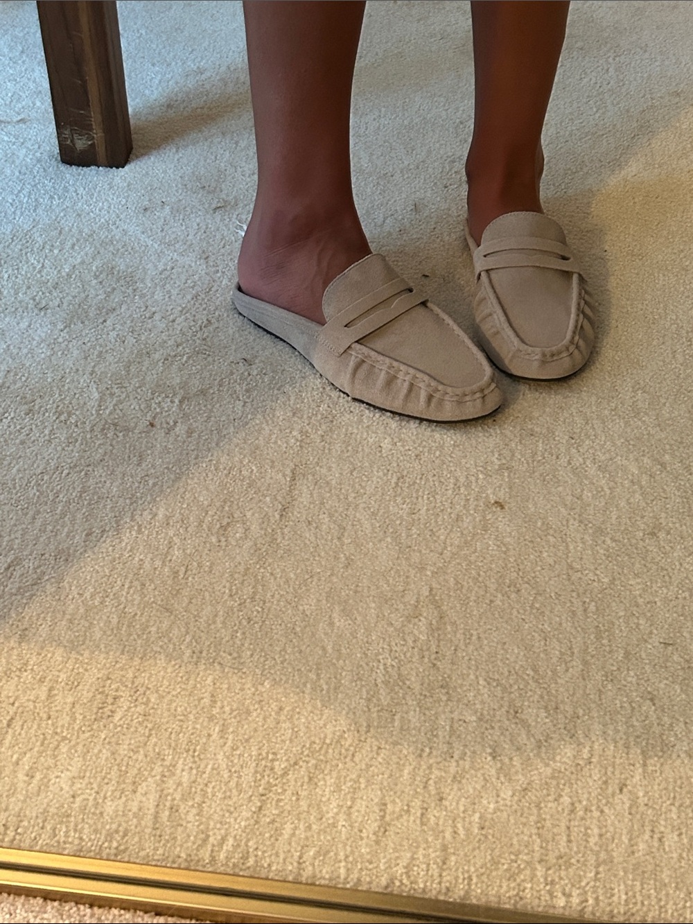 Used / Worn Matisse Suede Penny Loafer Mules in Light Taupe